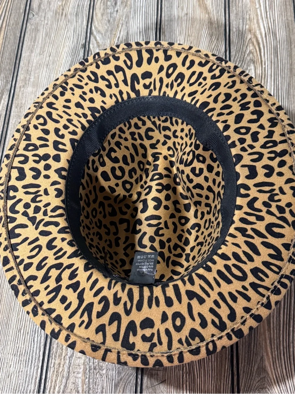 Womens Leopard Print Fedora Hat - Tan and Black